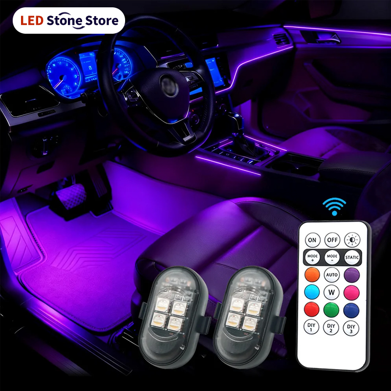 Led El Wire - Verbesserte RGB-Auto-Ambientebeleuchtung, Größerer Akku & Hellere