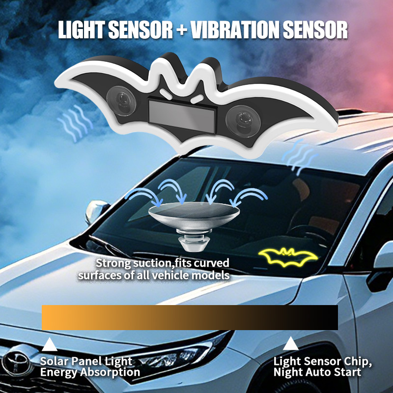 Led El Wire - Fledermäuse-Muster Auto-LED Buntes Dreieckiges Fenster-Solar-Atmosphärenlicht Kabelloses