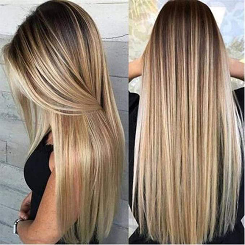 Wig Fiber Net - Damenperücke mit langen, glatten Haaren, mittig