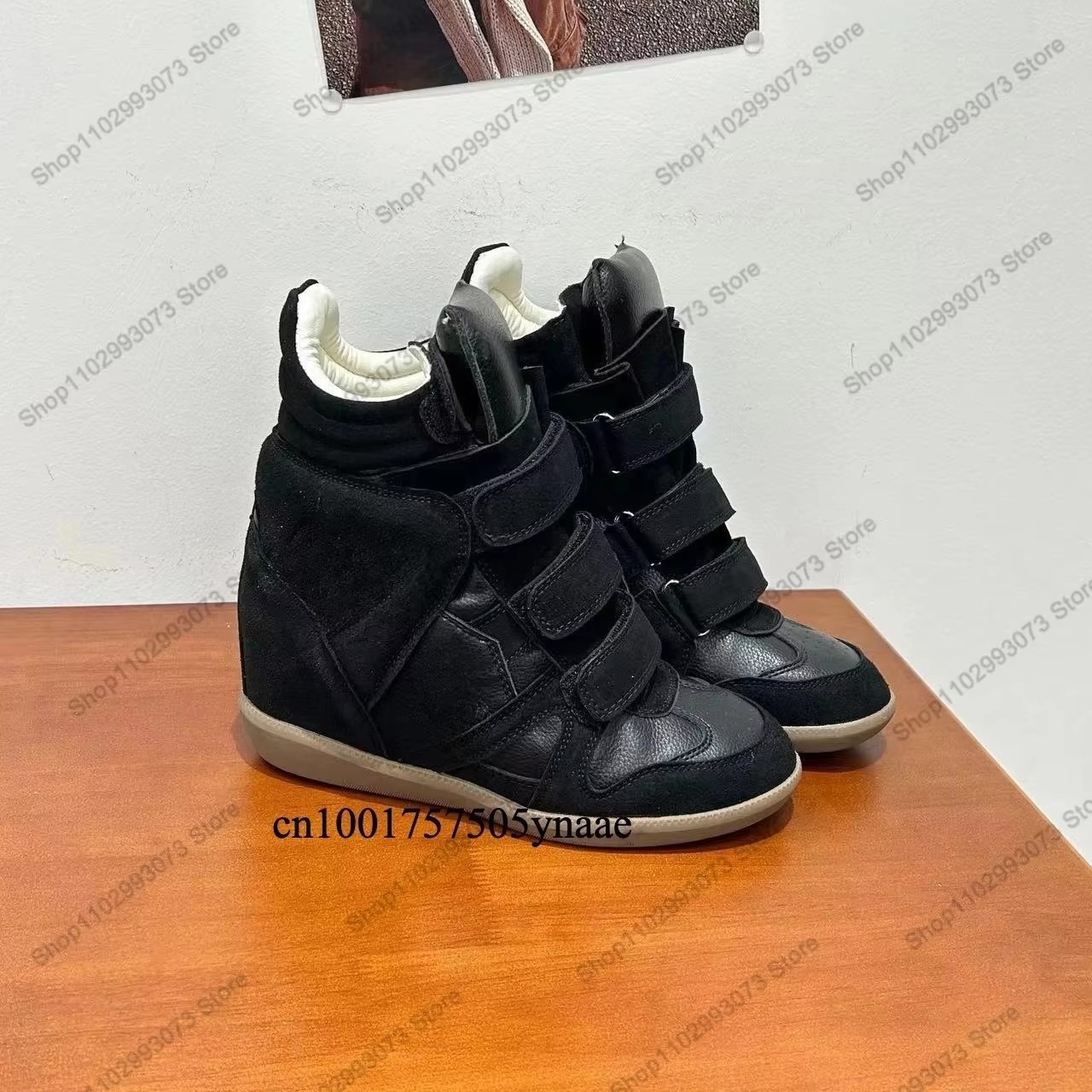 Velcro Hook Loop - Damen-Sneaker mit verstecktem Keilabsatz, High-Top-Sneaker aus